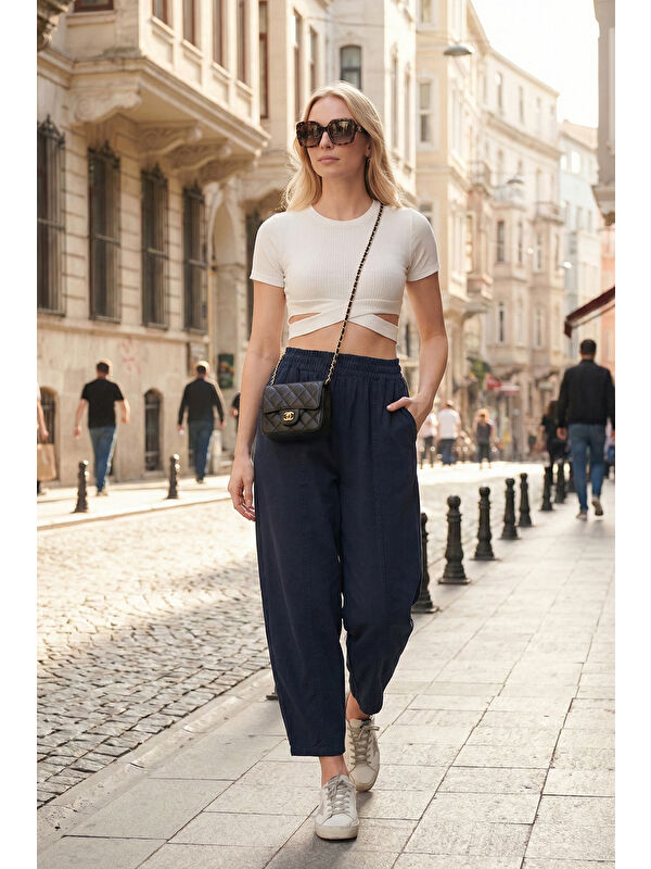 Lela Relaxed Fit Yüksek Bel Daralan Paça Kadın Pantolon 668YP5456