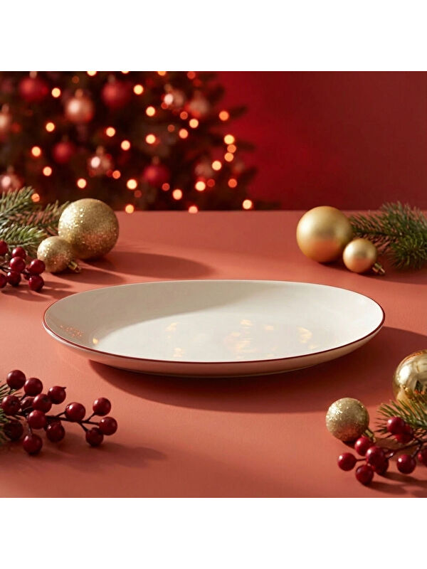 GÜRAL PORSELEN Red Glow 30 cm Kayık Tabak 30KMZ