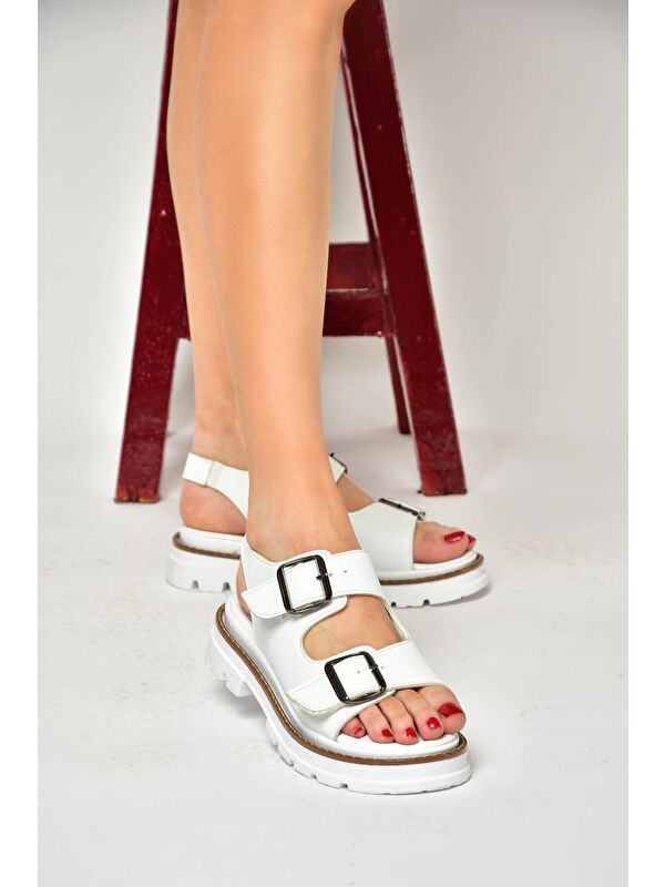 S9960791 Beyaz Kadın Sandalet - Görsel 6