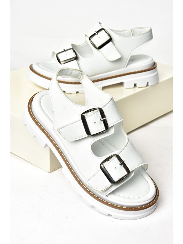 S9960791 Beyaz Kadın Sandalet - Görsel 4