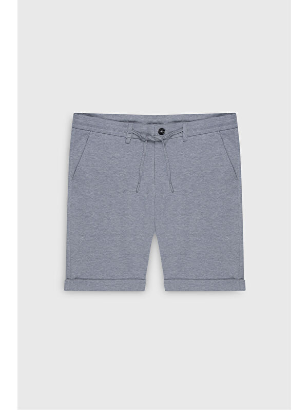Altınyıldız Classics Erkek Gri Slim Fit Dar Kesim Yan Cepli Gofre Desenli Şort