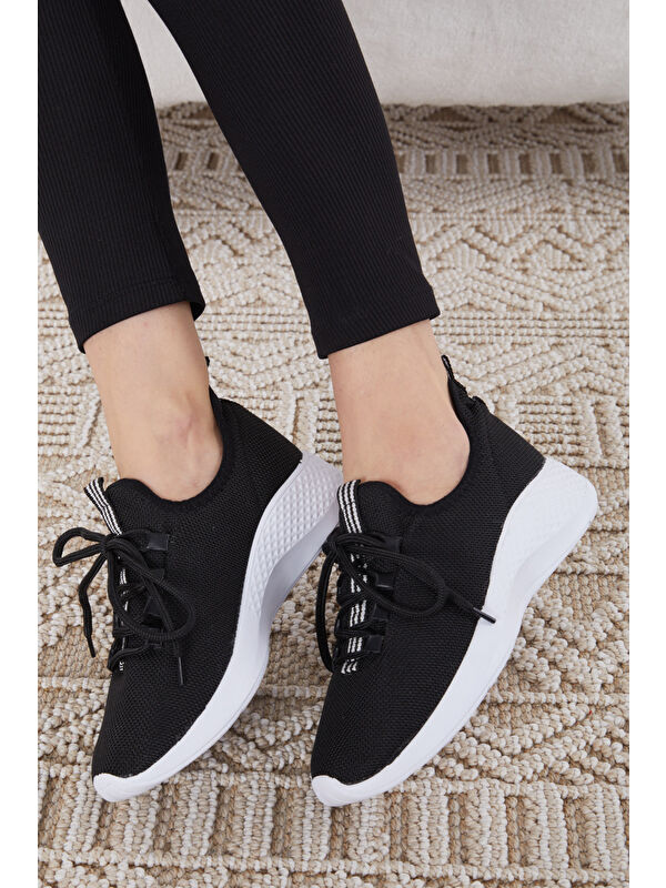 Kadın Siyah Beyaz Spor Ayakkabı - 27070 - Görsel 3