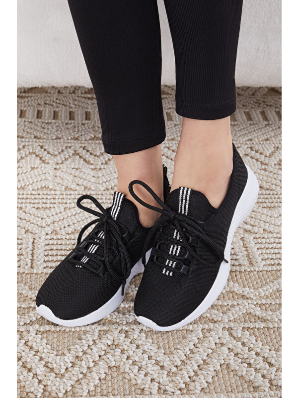 Kadın Siyah Beyaz Spor Ayakkabı - 27070 - Görsel 4