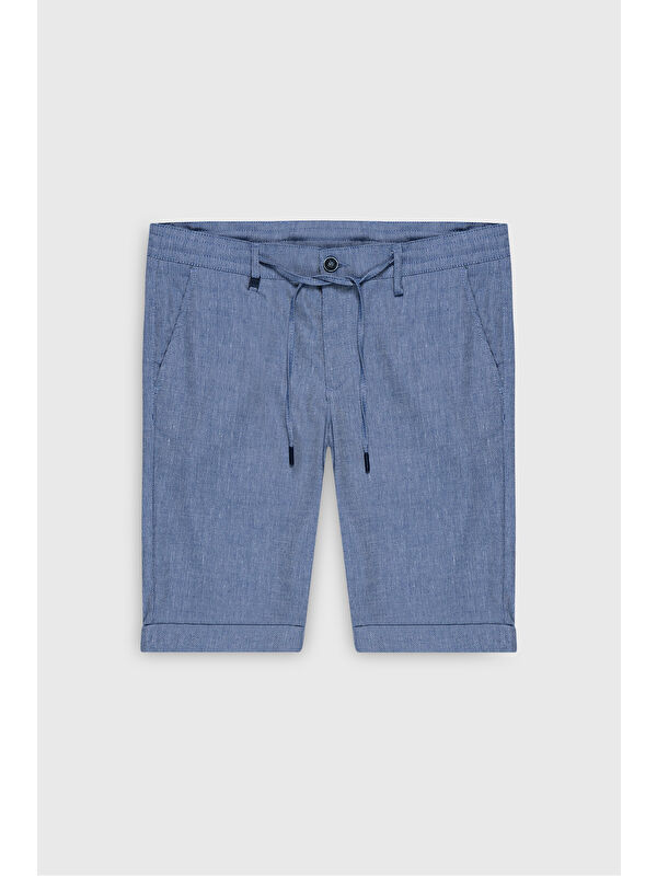 Altınyıldız Classics Erkek Lacivert Slim Fit Dar Kesim Yan Cepli Gofre Desenli Şort