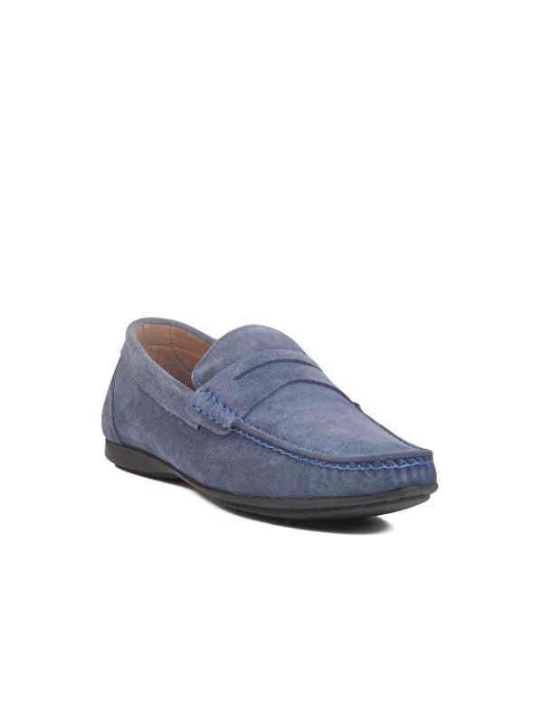 Mavi Süet Hakiki Deri Erkek Casual Ayakkabı Kazar M - Görsel 4