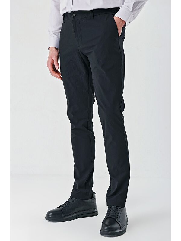 İMZA Siyah Pamuklu Yandan Cepli Casual Slim Fit Jogger Pantolon 1003240206