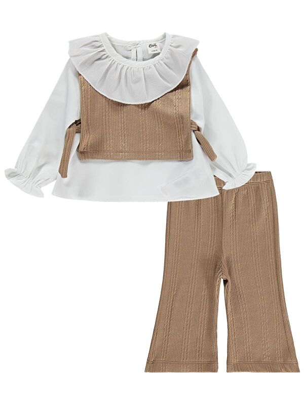 Civil Baby Bebe Yakalı 6-18 Ay Takım - Bej 12-18 Ay
