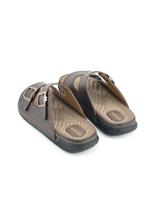 Erkek Yazlık Suni Deri İki Toka Ayarlanabilir Rahat Taban Günlük Terlik - Görsel 5