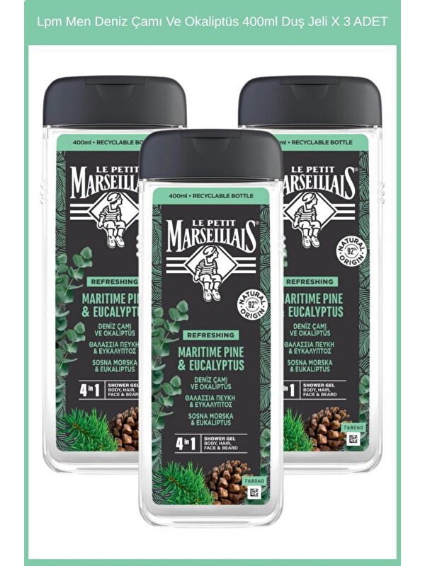 Le Petit Marseillais Lpm Men Deniz Çamı Ve Okaliptüs 400ml Duş Jeli X 3 ADET