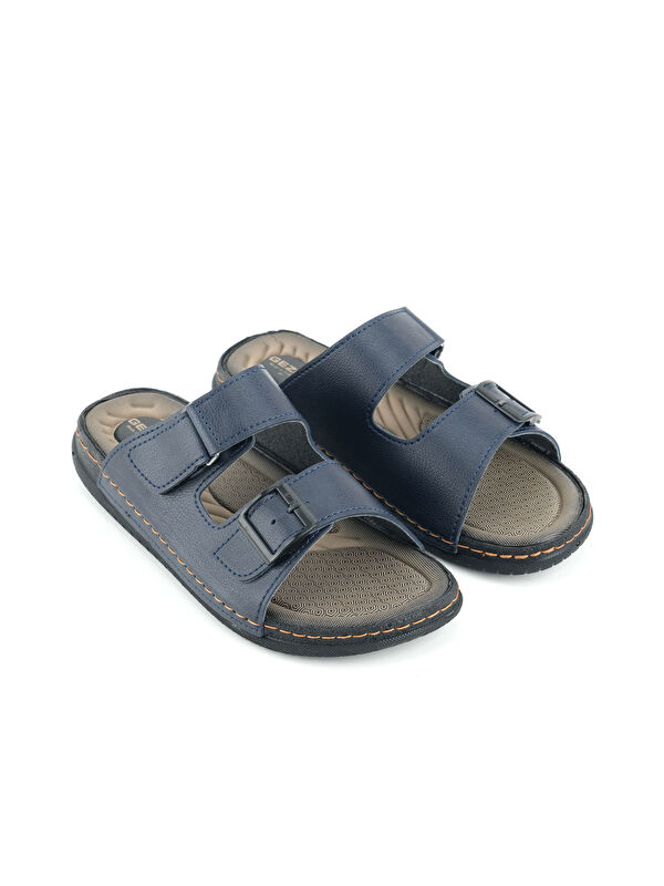 Yazlık Erkek Suni Deri İki Toka Ayarlanabilir Rahat Taban Günlük Terlik - Görsel 4