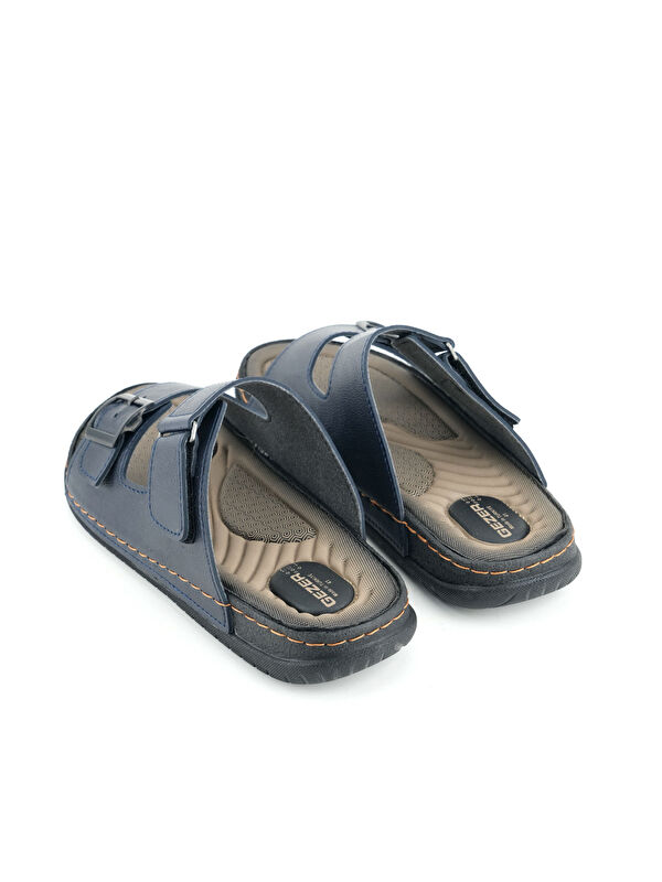 Yazlık Erkek Suni Deri İki Toka Ayarlanabilir Rahat Taban Günlük Terlik - Görsel 5