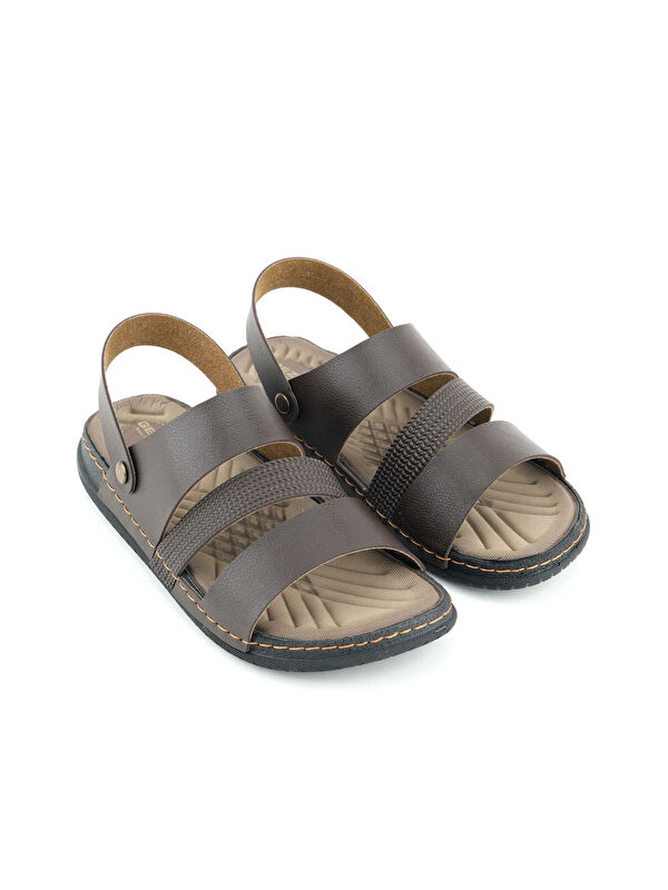 Yazlık Erkek Suni Deri Rahat Taban Sandalet Terlik - Görsel 4