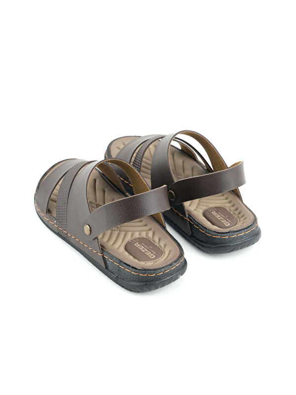 Yazlık Erkek Suni Deri Rahat Taban Sandalet Terlik - Görsel 5