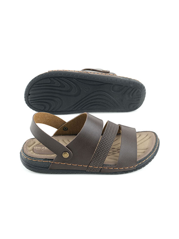Yazlık Erkek Suni Deri Rahat Taban Sandalet Terlik - Görsel 6