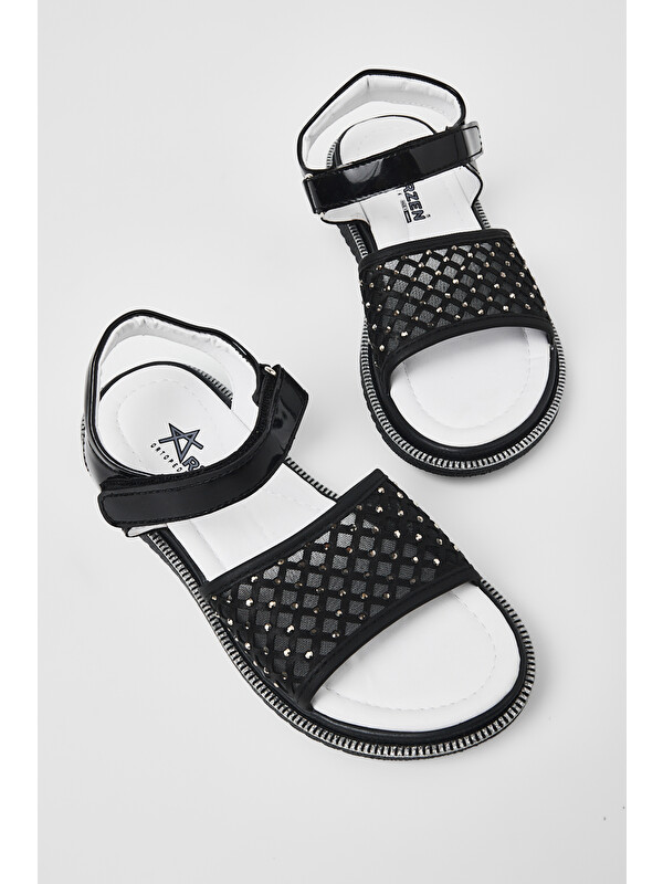 TONNY BLACK Çocuk Unisex Siyah Çoçuk Taşlı Sandalet