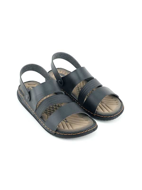 Yazlık Erkek Suni Deri Rahat Taban Sandalet Terlik - Görsel 4