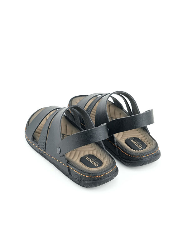 Yazlık Erkek Suni Deri Rahat Taban Sandalet Terlik - Görsel 5