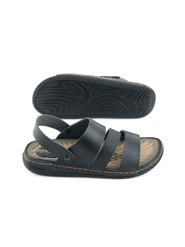 Yazlık Erkek Suni Deri Rahat Taban Sandalet Terlik - Görsel 6