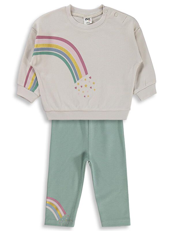 Civil Baby Baskılı 6-18 Ay Takım - Bej 6-9 Ay