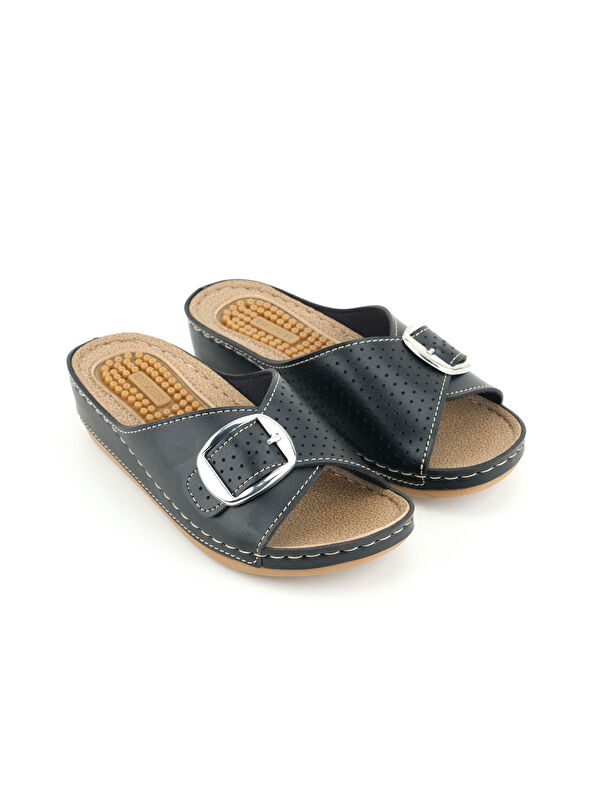 Kadın Yazlık Masaj Taban Tek Toka Ayarlanabilir Yüksek Topuk Günlük Terlik - Görsel 4