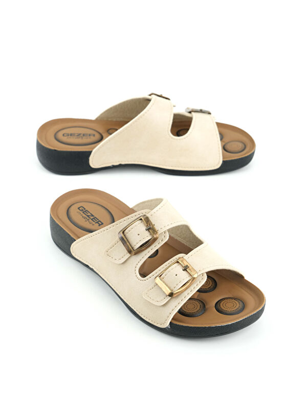 Yazlık Rahat Taban İki Toka Ayarlanabilir Suni Deri Günlük Kadın Terlik - Görsel 2