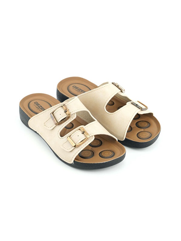 Yazlık Rahat Taban İki Toka Ayarlanabilir Suni Deri Günlük Kadın Terlik - Görsel 4