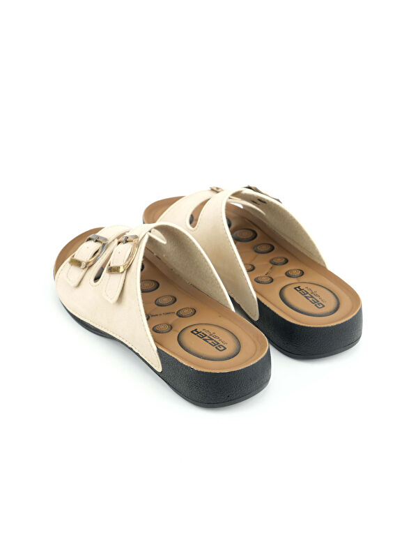 Yazlık Rahat Taban İki Toka Ayarlanabilir Suni Deri Günlük Kadın Terlik - Görsel 5