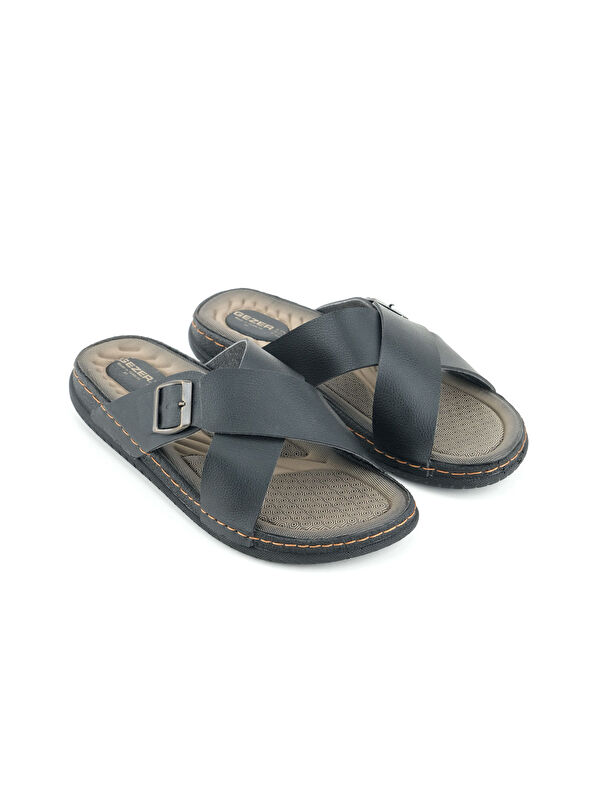 Erkek Yazlık Suni Deri Tek Toka Ayarlanabilir Rahat Taban Günlük Terlik - Görsel 4