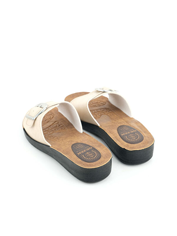 Kadın Yazlık Suni Deri Tek Toka Ayarlanabilir Rahat Taban Günlük Terlik - Görsel 5