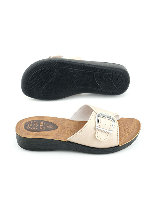 Kadın Yazlık Suni Deri Tek Toka Ayarlanabilir Rahat Taban Günlük Terlik - Görsel 6