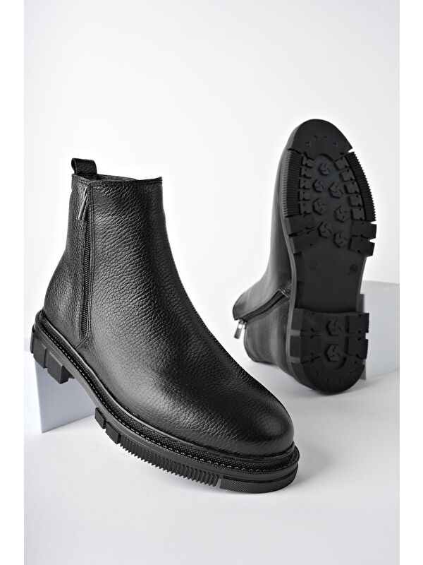 Chelsea Hakiki Deri Çift Fermuarlı Garantili Erkek Kışlık Bot - Görsel 3