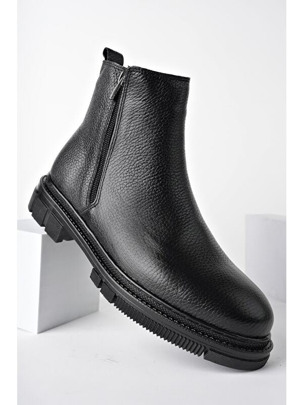 Chelsea Hakiki Deri Çift Fermuarlı Garantili Erkek Kışlık Bot - Görsel 4