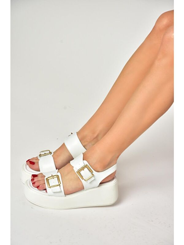 S5905504 Beyaz Kadın Sandalet - Görsel 5