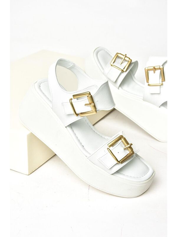 S5905504 Beyaz Kadın Sandalet - Görsel 4