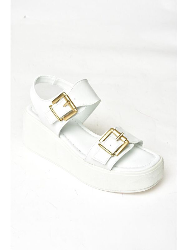S5905504 Beyaz Kadın Sandalet - Görsel 3