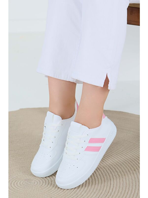 Kadın Beyaz Pembe Spor Ayakkabı - 27474 - Görsel 2