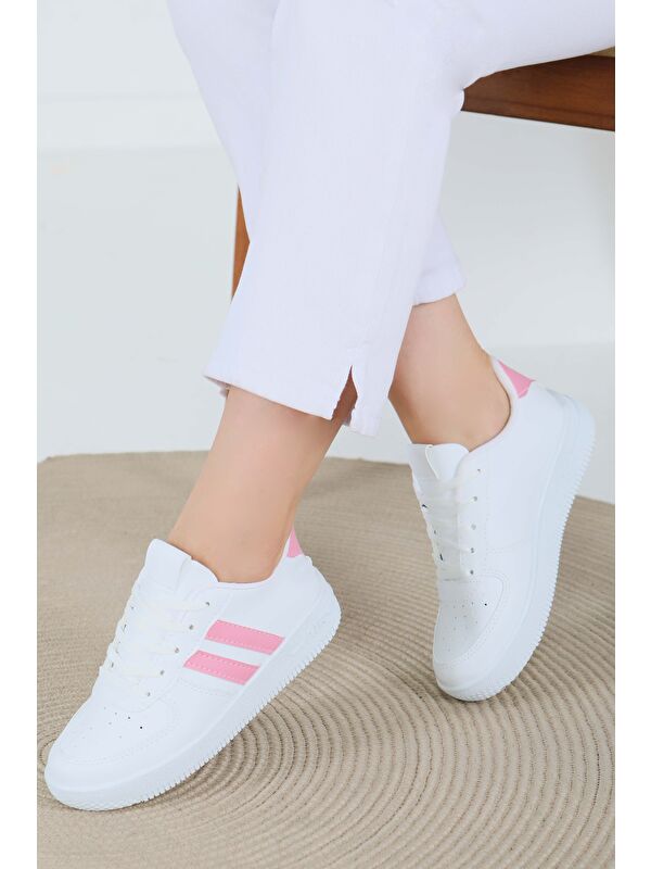 Kadın Beyaz Pembe Spor Ayakkabı - 27474 - Görsel 3