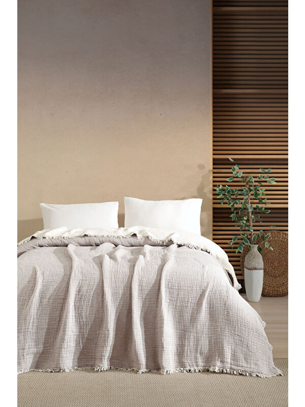 Varol Tek Kişilik 5 Katlı %100 Pamuk Müslin Yatak Örtüsü - TAŞ TAS/160X230CM