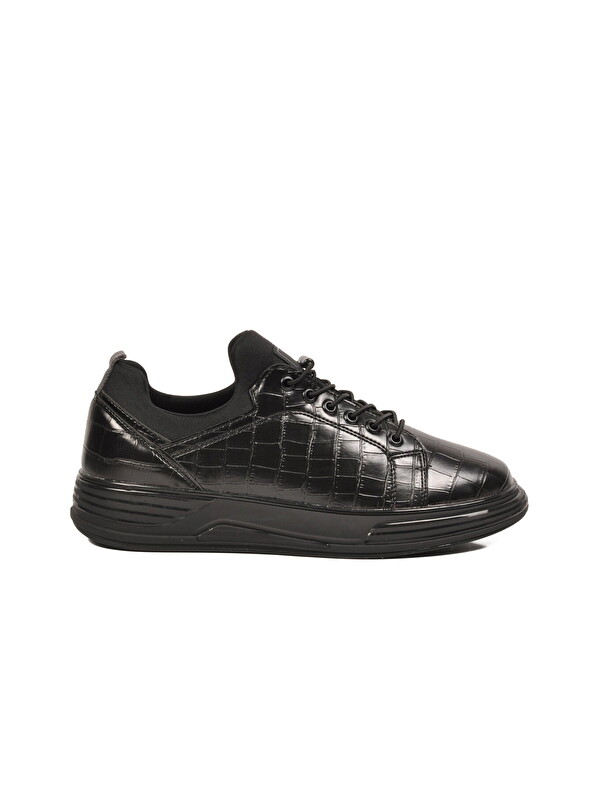 Walkway Siyah Kroko Lastik Bağcıklı Erkek Sneaker Balase M