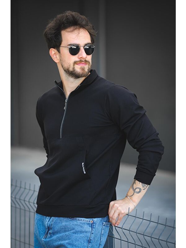 Oksit Barrac İki İplik Fermuarlı Yarım Balıkçı Yaka Slim Fit Erkek Sweatshirt