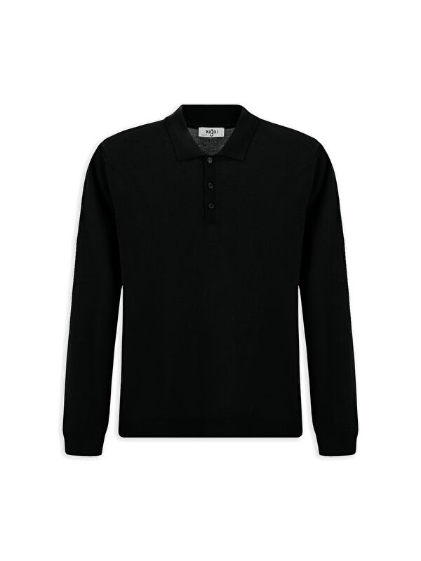 Kiğılı Polo Yaka Regular Fit Yünlü Triko Kazak