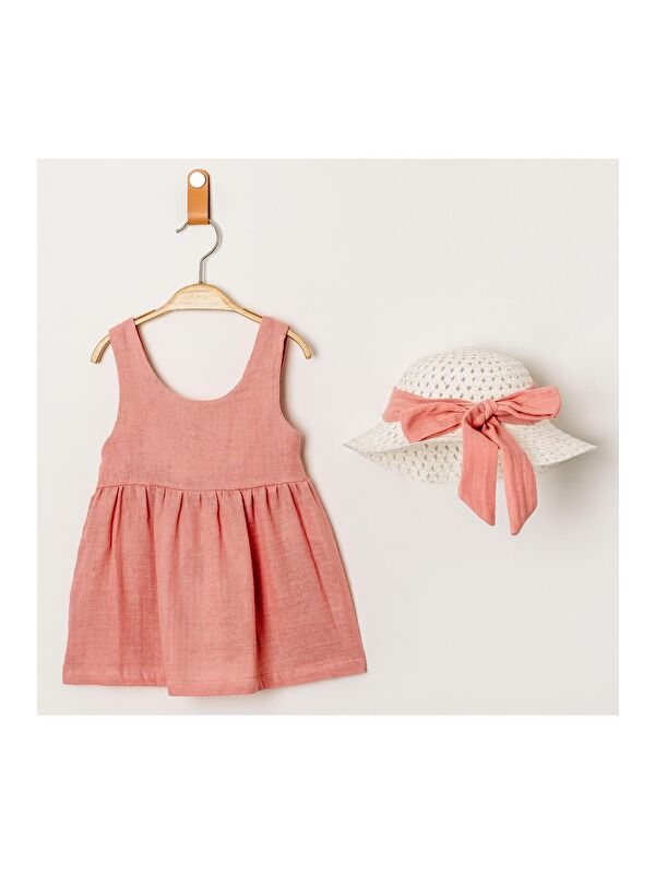 Chicsy Baby Tatlı Müslin Şapkalı Fiyonklu Kız Bebek Elbisesi