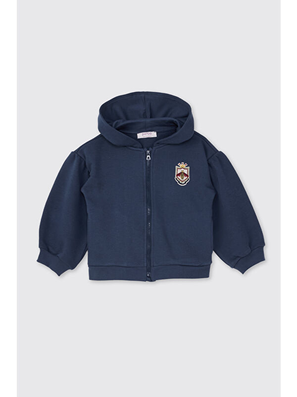 Panço Kız Bebek Fermuarlı Lacivert Sweatshirt