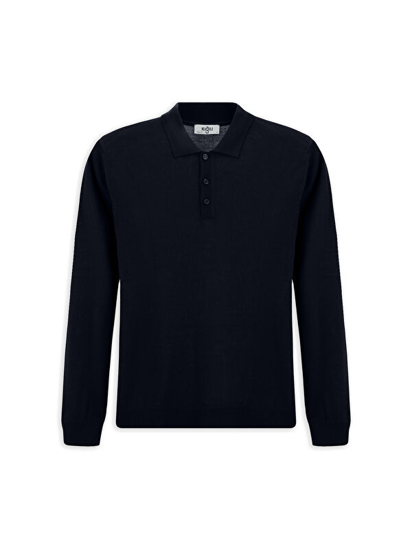 Kiğılı Polo Yaka Regular Fit Yünlü Triko Kazak