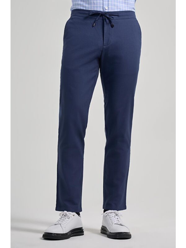 İMZA İndigo Mavi Pamuklu Yandan Cepli Casual Comfort Fit Jogger Pantolon 1003250110