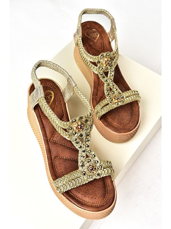 S2581880 Altın Kadın Sandalet - Görsel 5