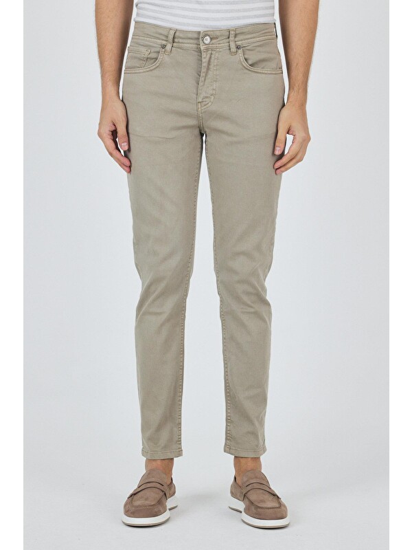 İMZA Koyu Bej Pamuklu 5 Cep Casual Slim Fit 5 Cep Pantolon 1003250318