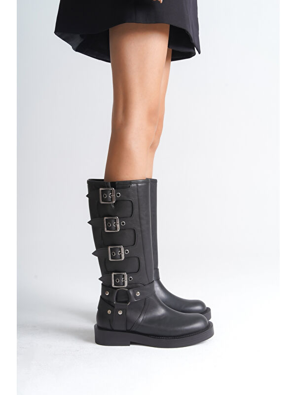 Motorcu Fermuarlı Kadın Çizme - Görsel 4