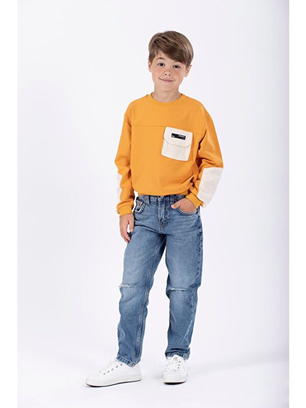 Zepkids Bisiklet Yaka Erkek Çocuk Cep Detaylı Sweatshirt