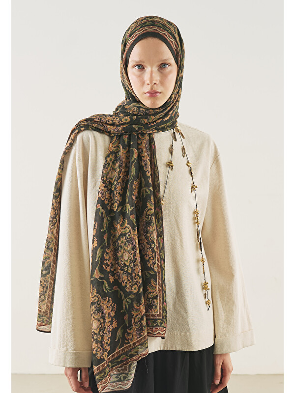Fresh Scarfs Ethnic Touch Desen Soft Viskon Şal Siyah